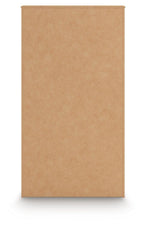 Warm brown wooden back panel of a five-drawer chest