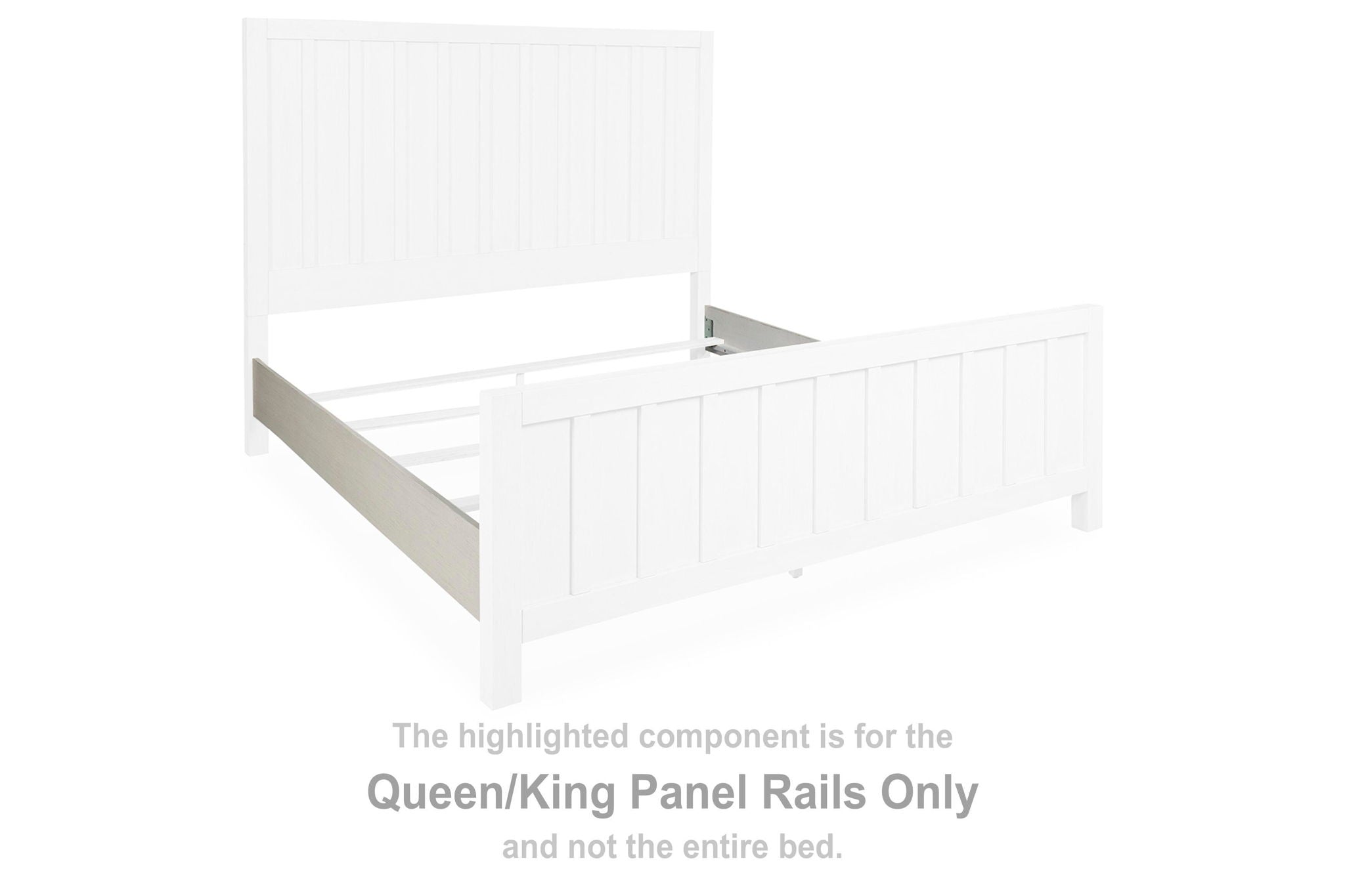 Antique white bed panel rails with decorative vertical panels