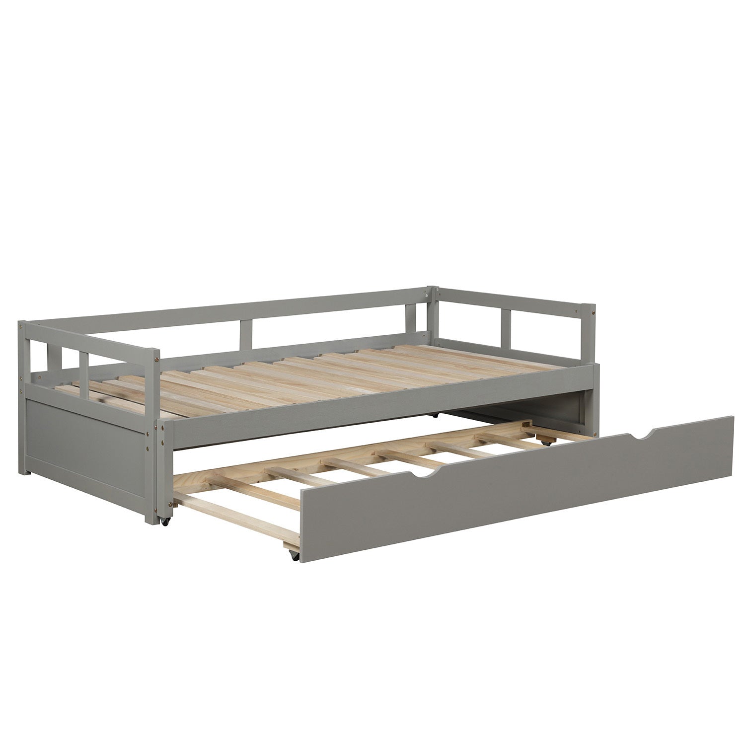 Gray Contemporary Wooden Daybed & Trundle | Space-Saving Twin-King