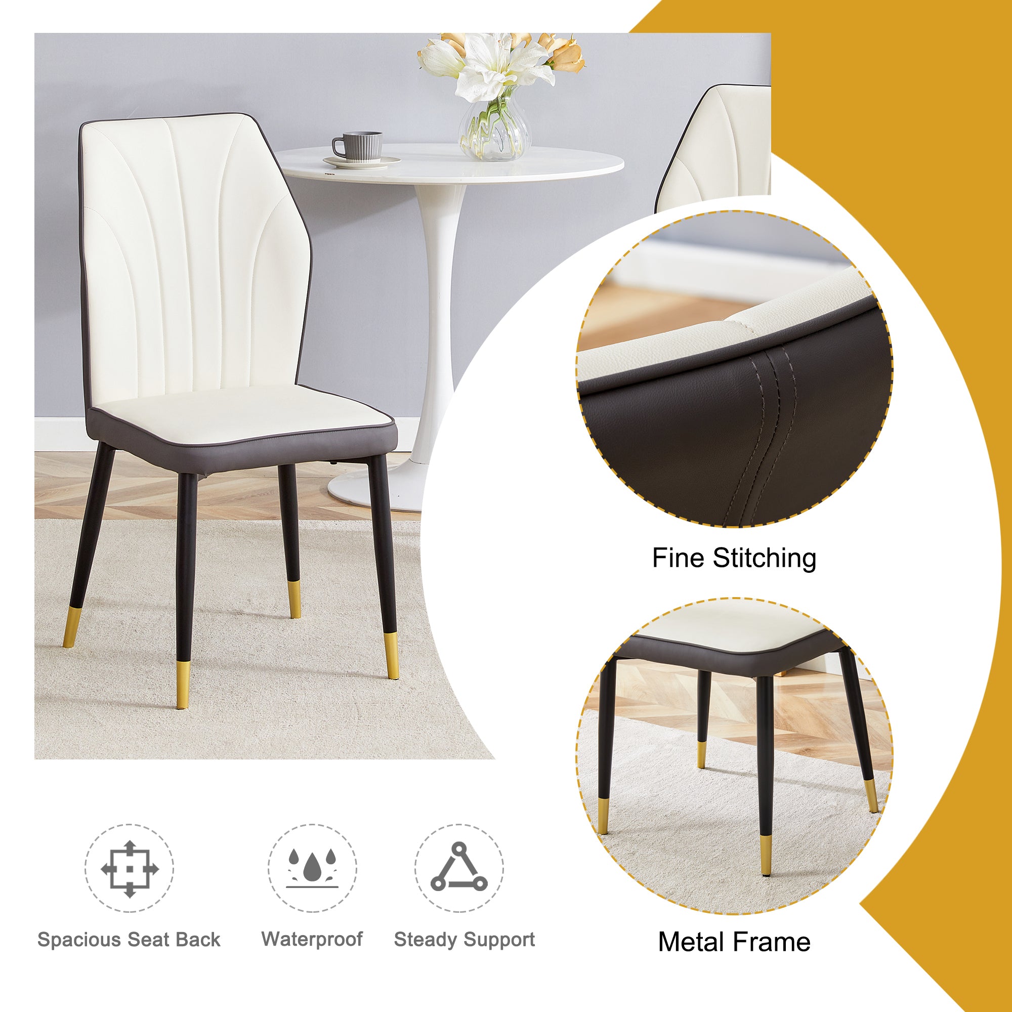 Black Marble Dining Set w/ 4 Chairs