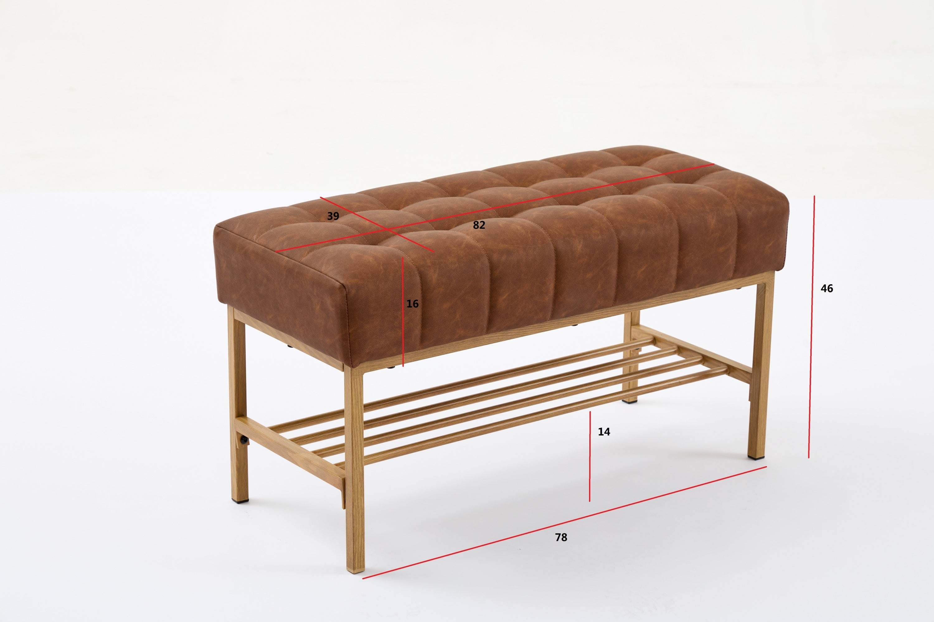 Retro Bed Bench w/ Shelf, 300 LB
