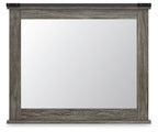 Gray framed mirror with reflective glass panel