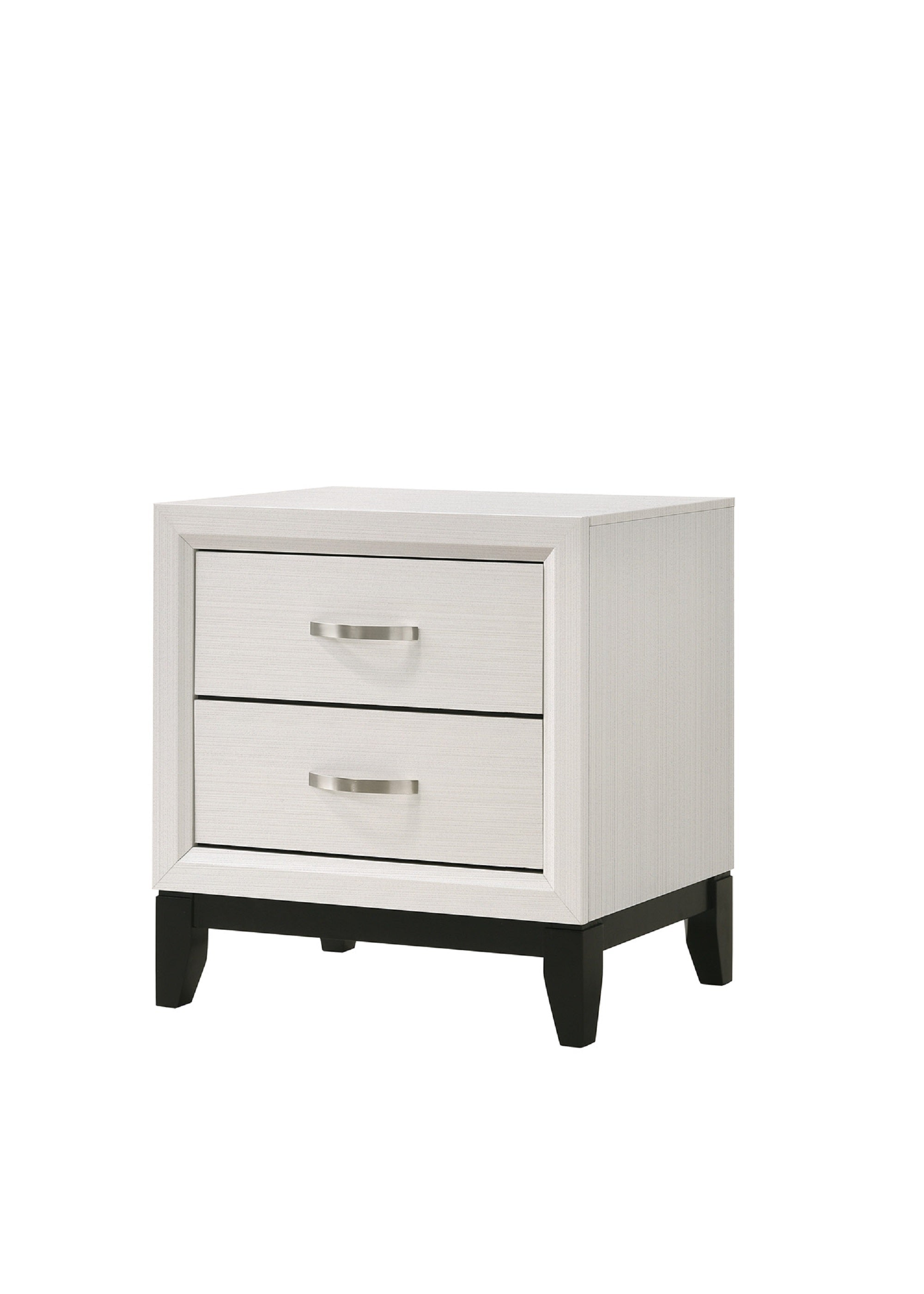 White Nightstand: 2-Drawer End Table for Bedroom/Living Room Decor
