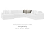 White wedge sectional sofa corner with tufted seat and three back cushions
