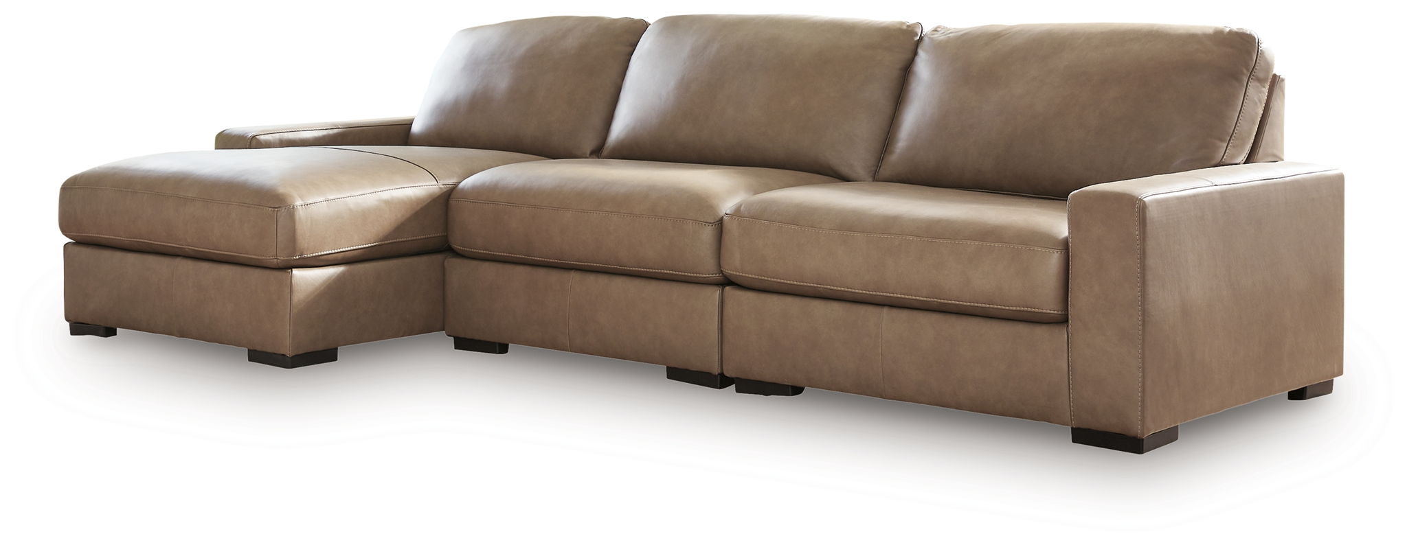 Sahara sectional sofa with chaise lounge section and smooth seat cushions
