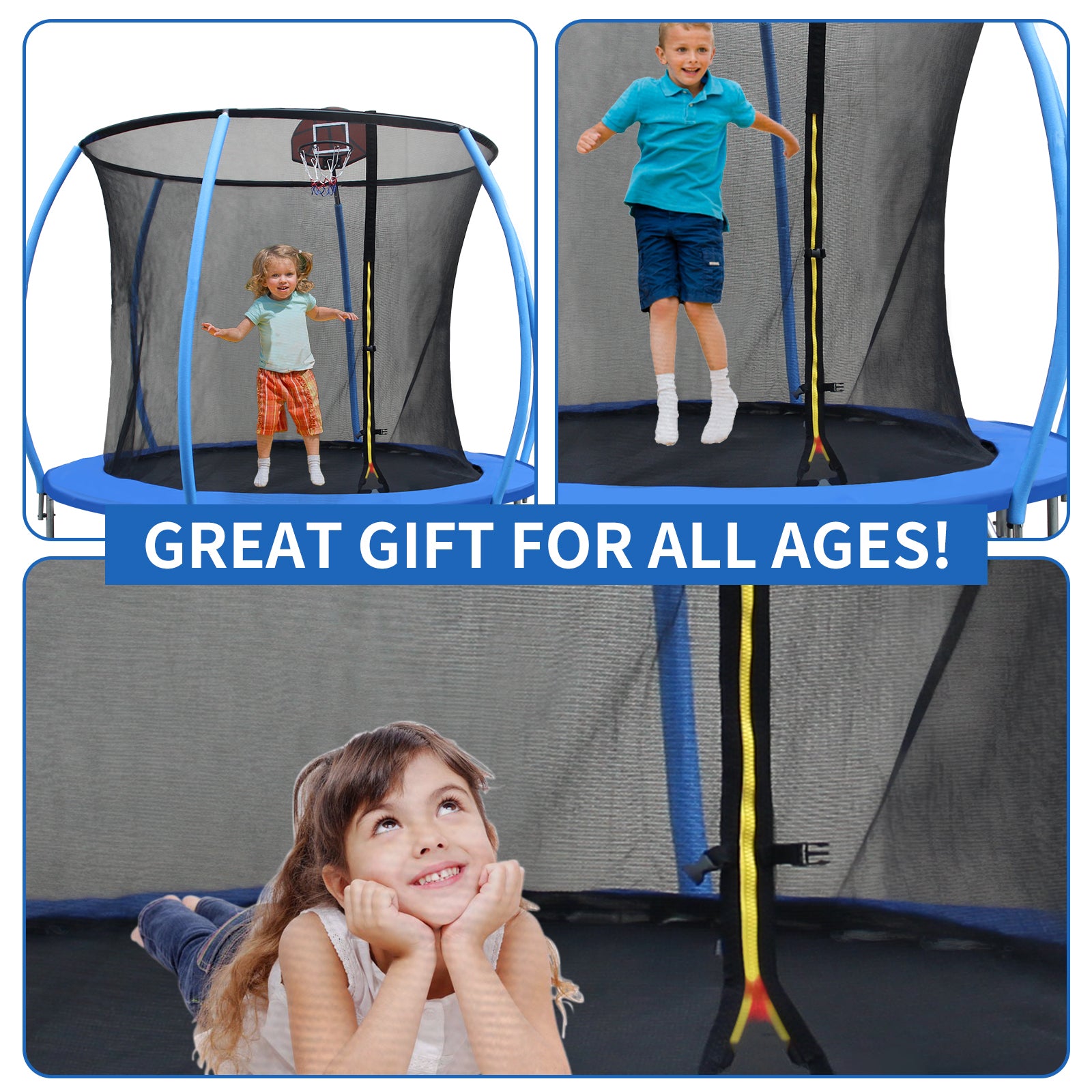 8FT Trampoline with Enclosure, Slide, Ladder-American Furniture Outlet