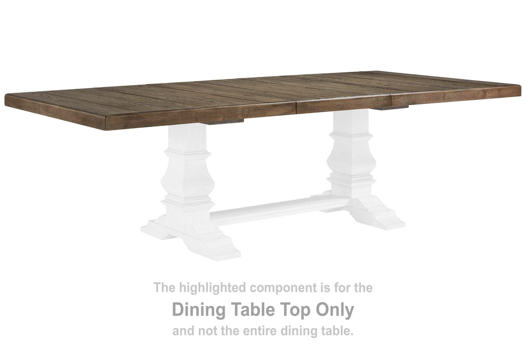Brown rectangular dining table extension tabletop with wood grain and beveled edges
