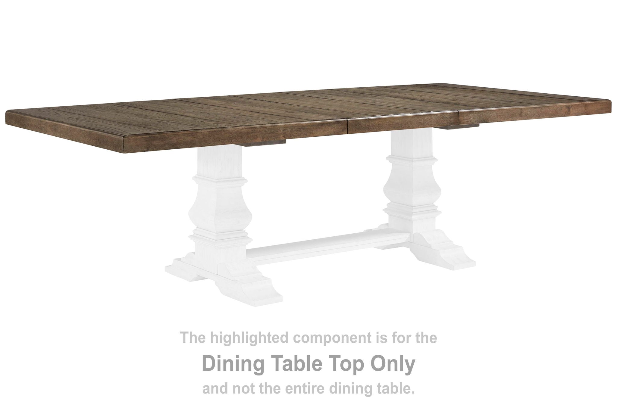 Brown rectangular dining table extension tabletop with wood grain and beveled edges
