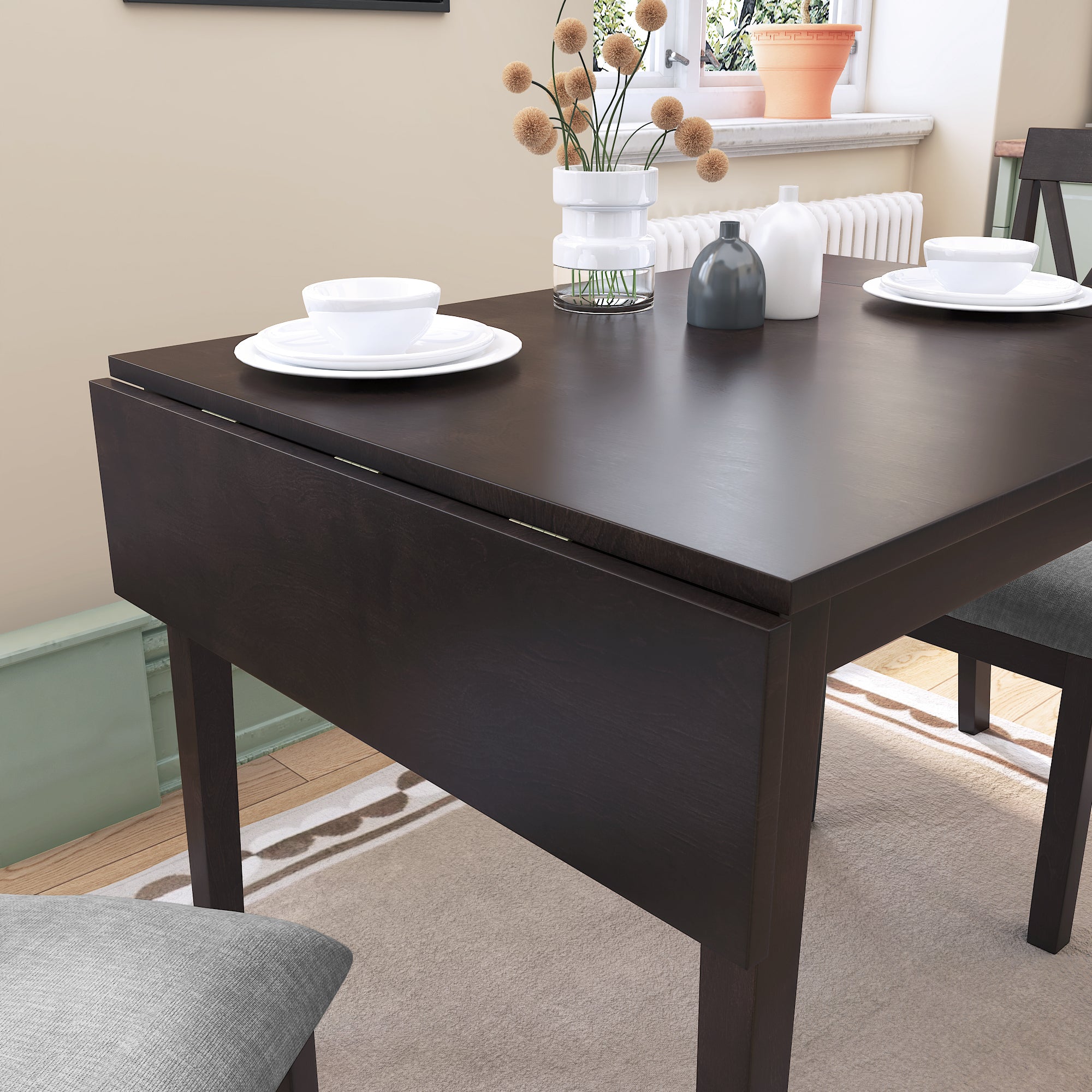 3 Piece Drop Leaf Kitchen Dining Set - Espresso