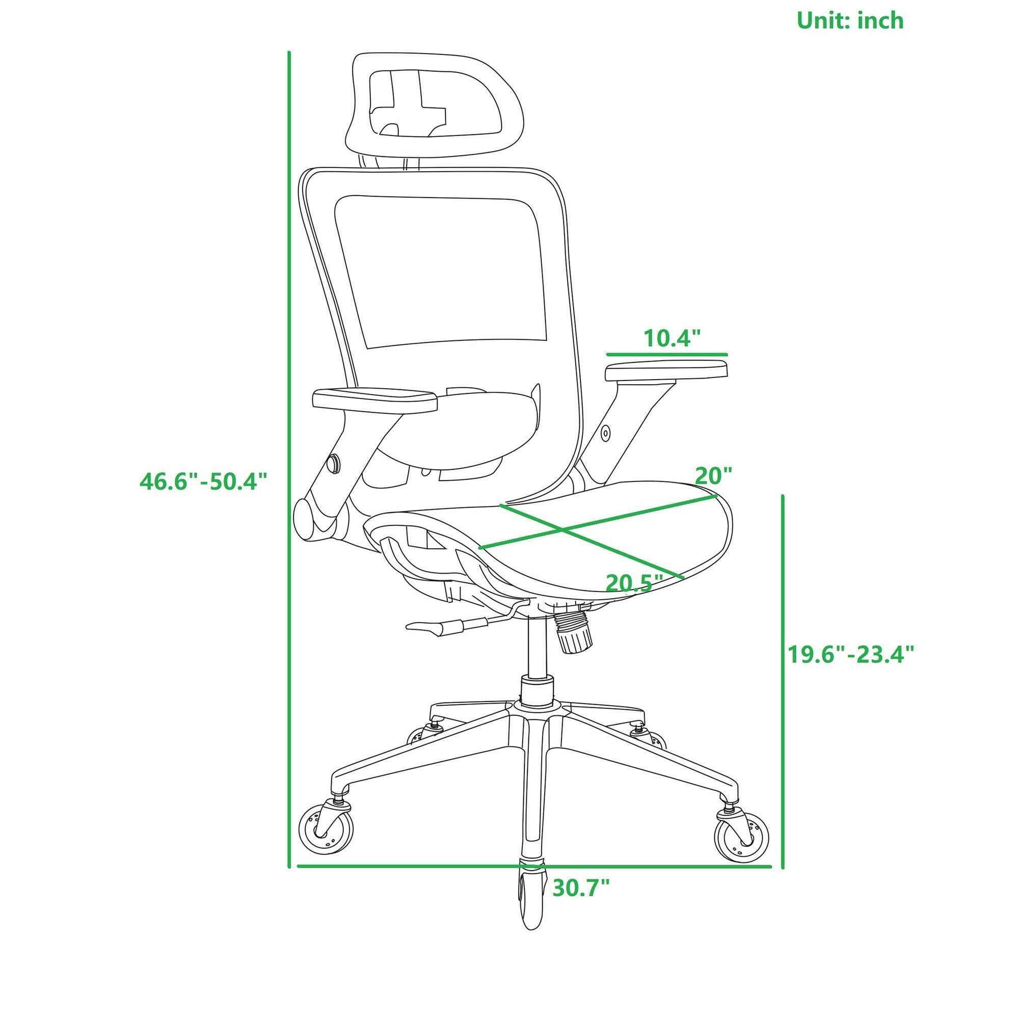 Ergonomic Mesh Office Chair w/ Headrest & Flip-Up Arms