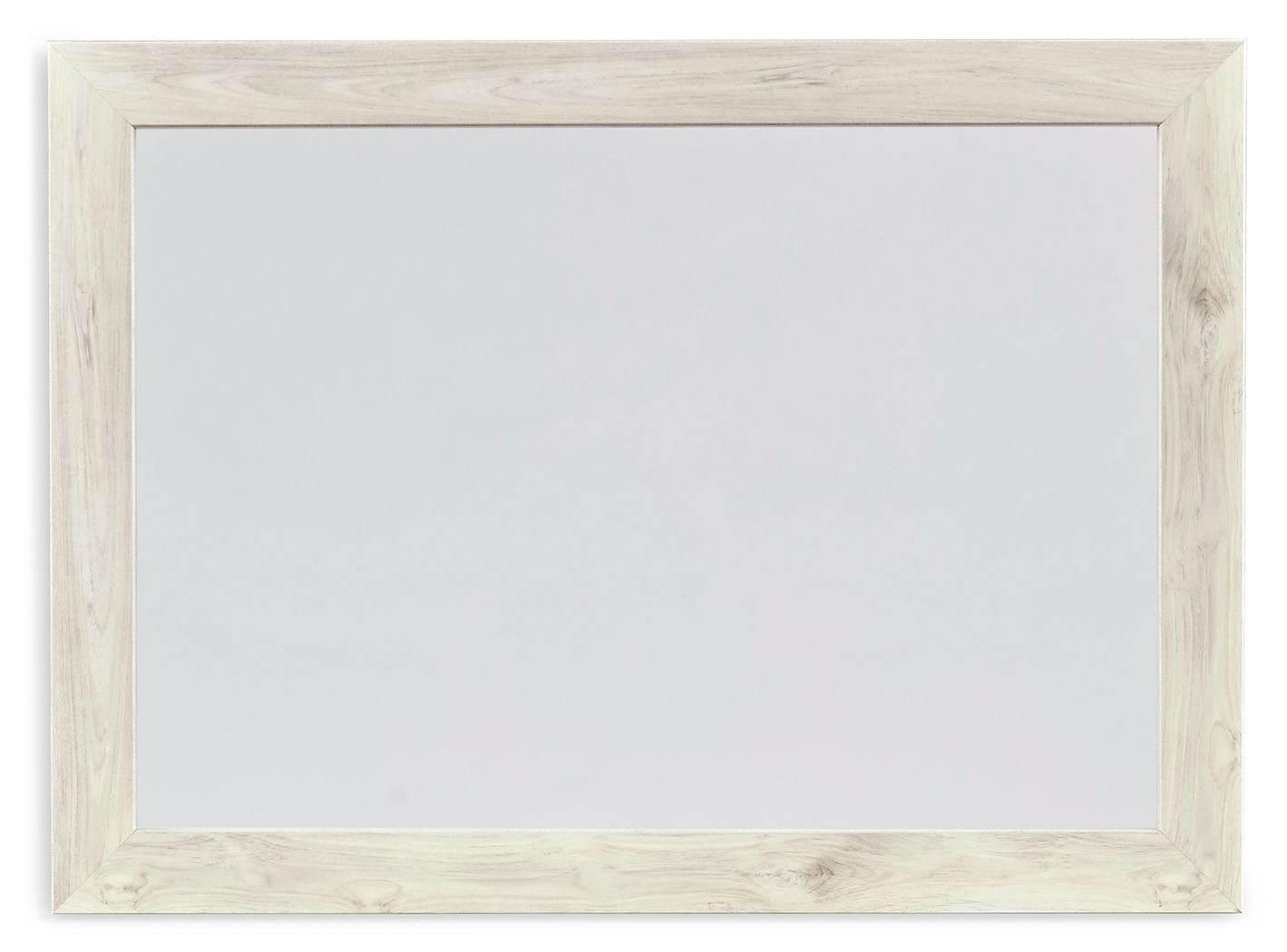 Whitewash wood-framed rectangular bedroom mirror with wide border