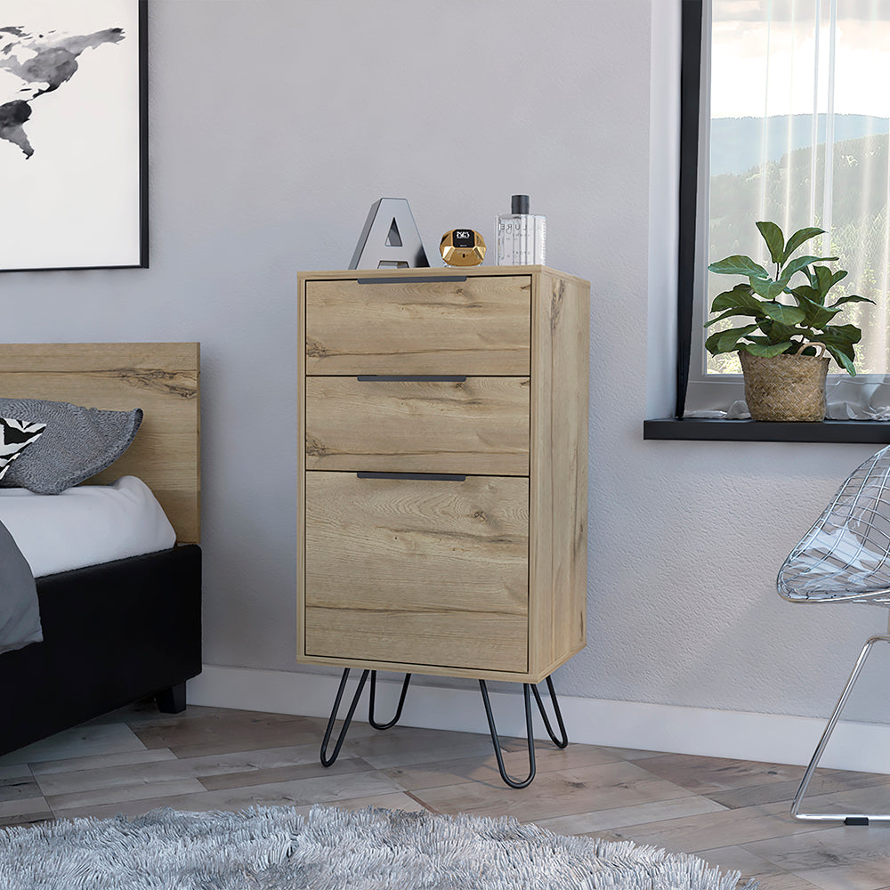 Skyoner Light Oak 3-Drawer Dresser, Hairpin Legs
