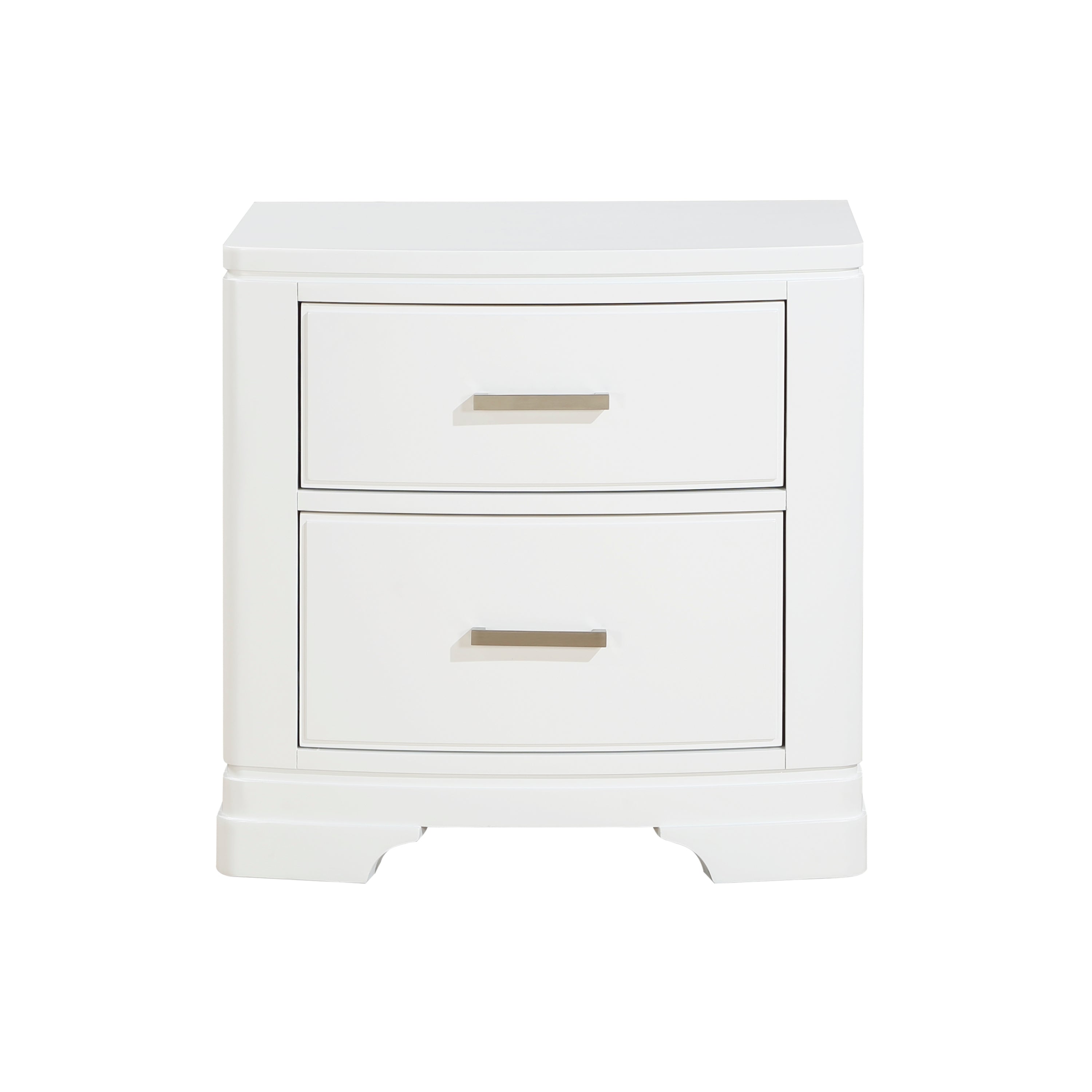 White Nightstand with 2 Drawers - Sleek Transitional Bedroom Furniture