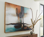 Brunonia abstract wall art with teal and orange washes and bold black brush lines