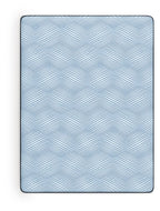 Blue hybrid mattress top view with textured fabric pattern