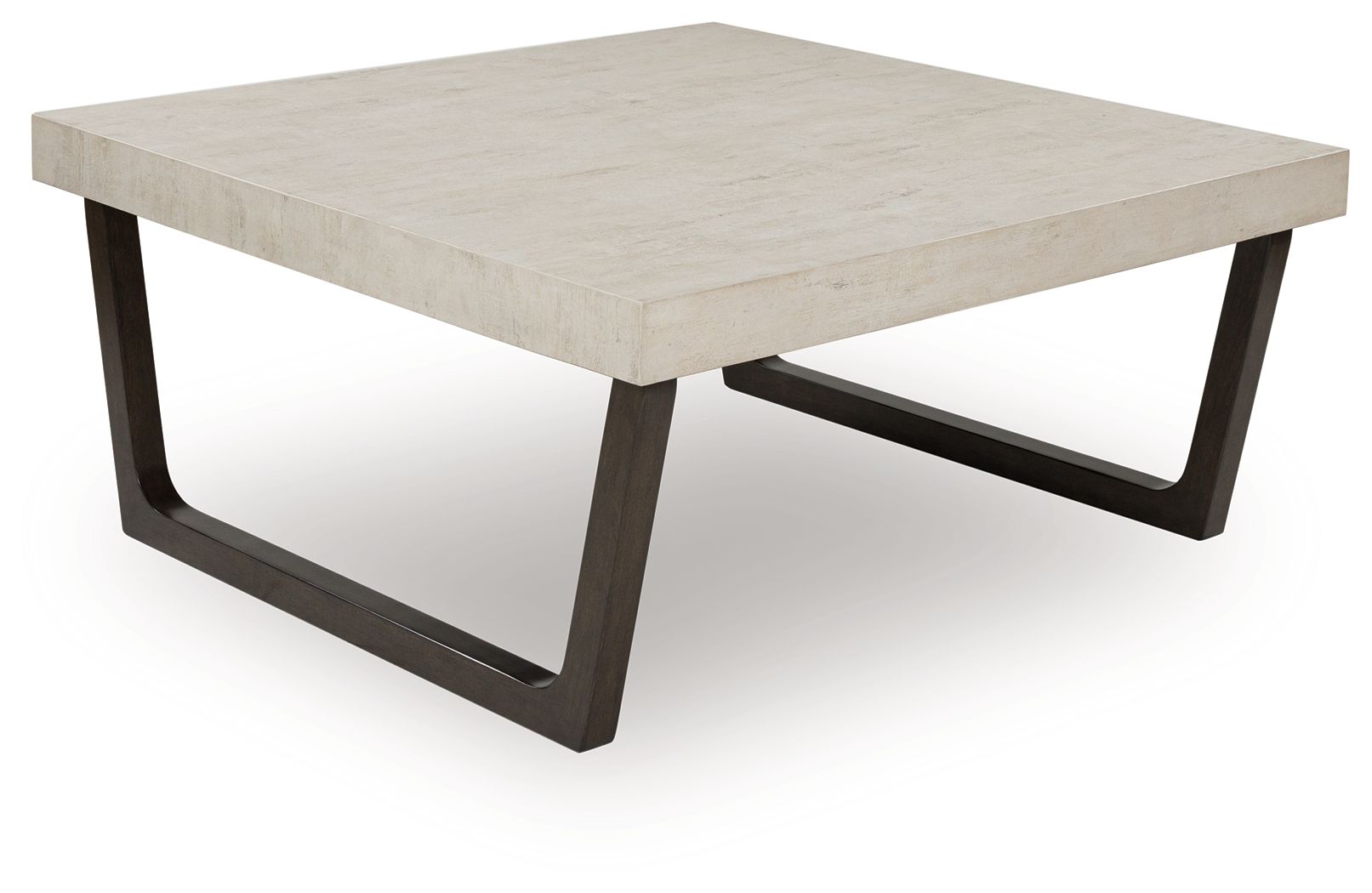 Occasional coffee table with light wood-look top and dark espresso base, square legs