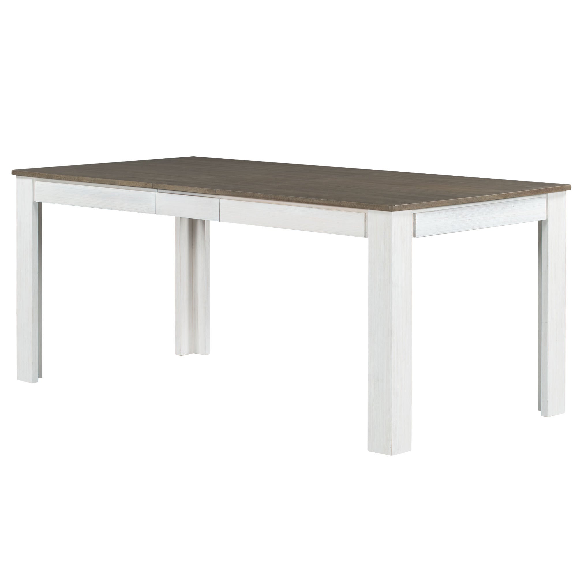 7-Pc. Extendable Dining Table Set w/ Chairs (Brown+White)
