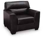 Midnight black upholstered armchair with wide padded back and armrests