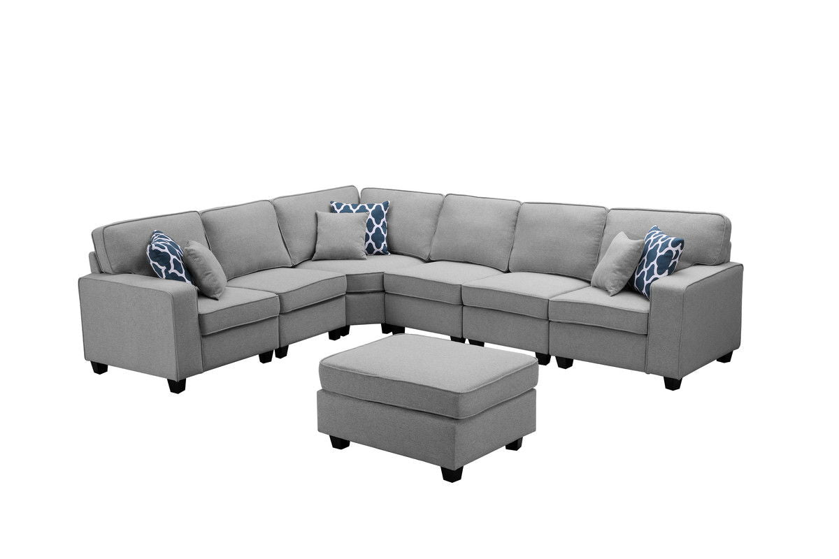 Casanova - 7 Piece Modular L-Shape Sectional Sofa With Ottoman