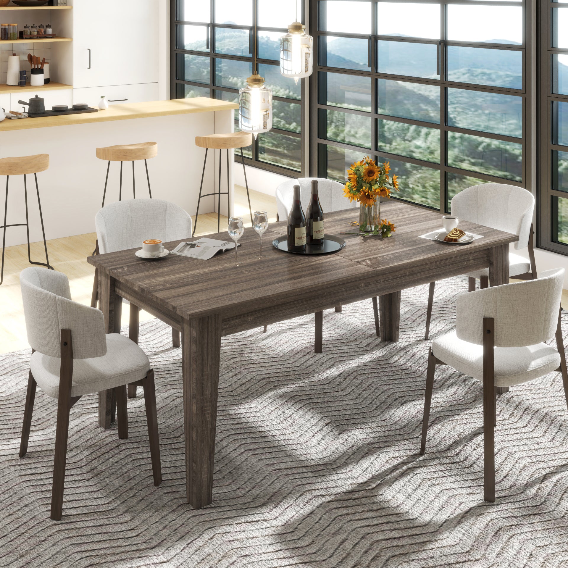 Large Extendable Dining Table - 106.3"