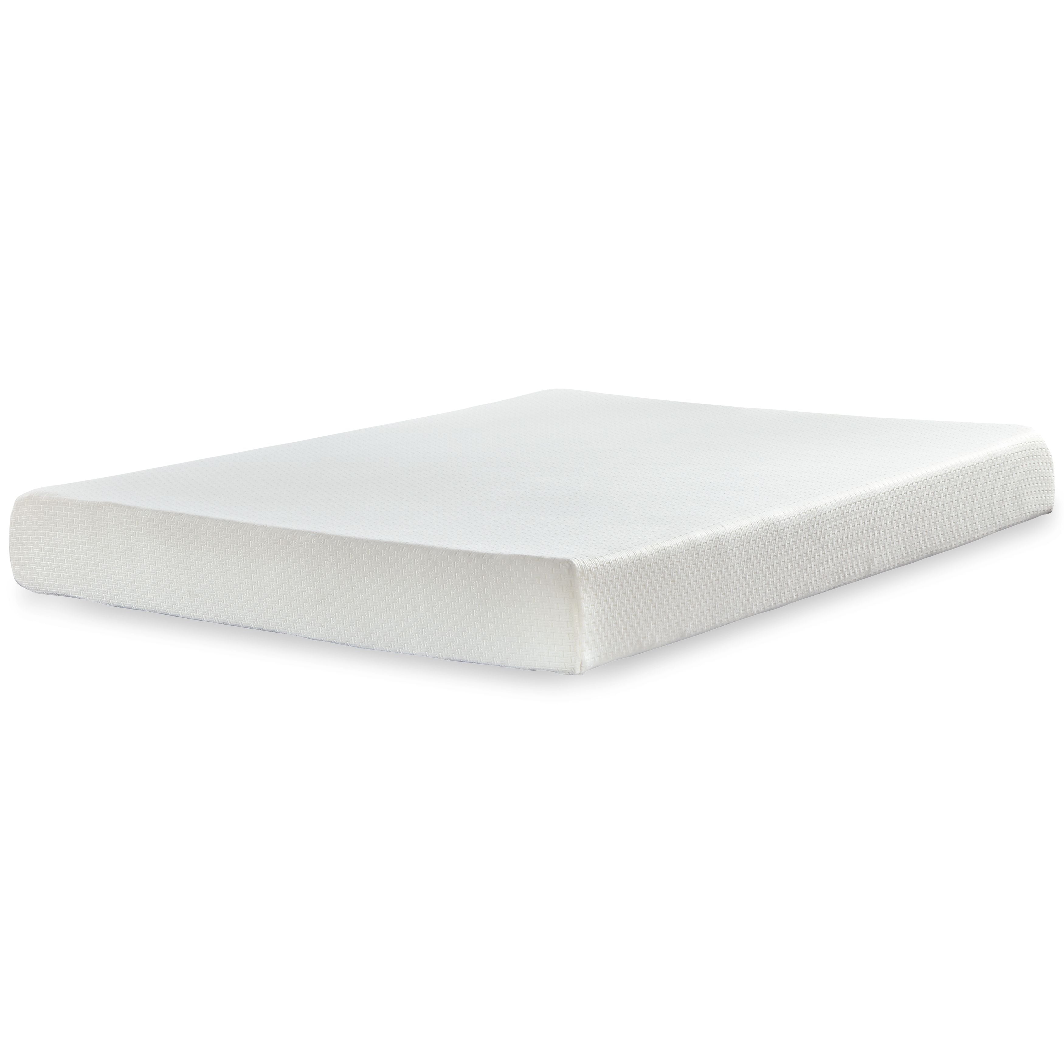 Chime 8-inch memory foam mattress, white cover, square corner view