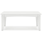 Rectangular cocktail table in white with slatted tabletop and squared legs