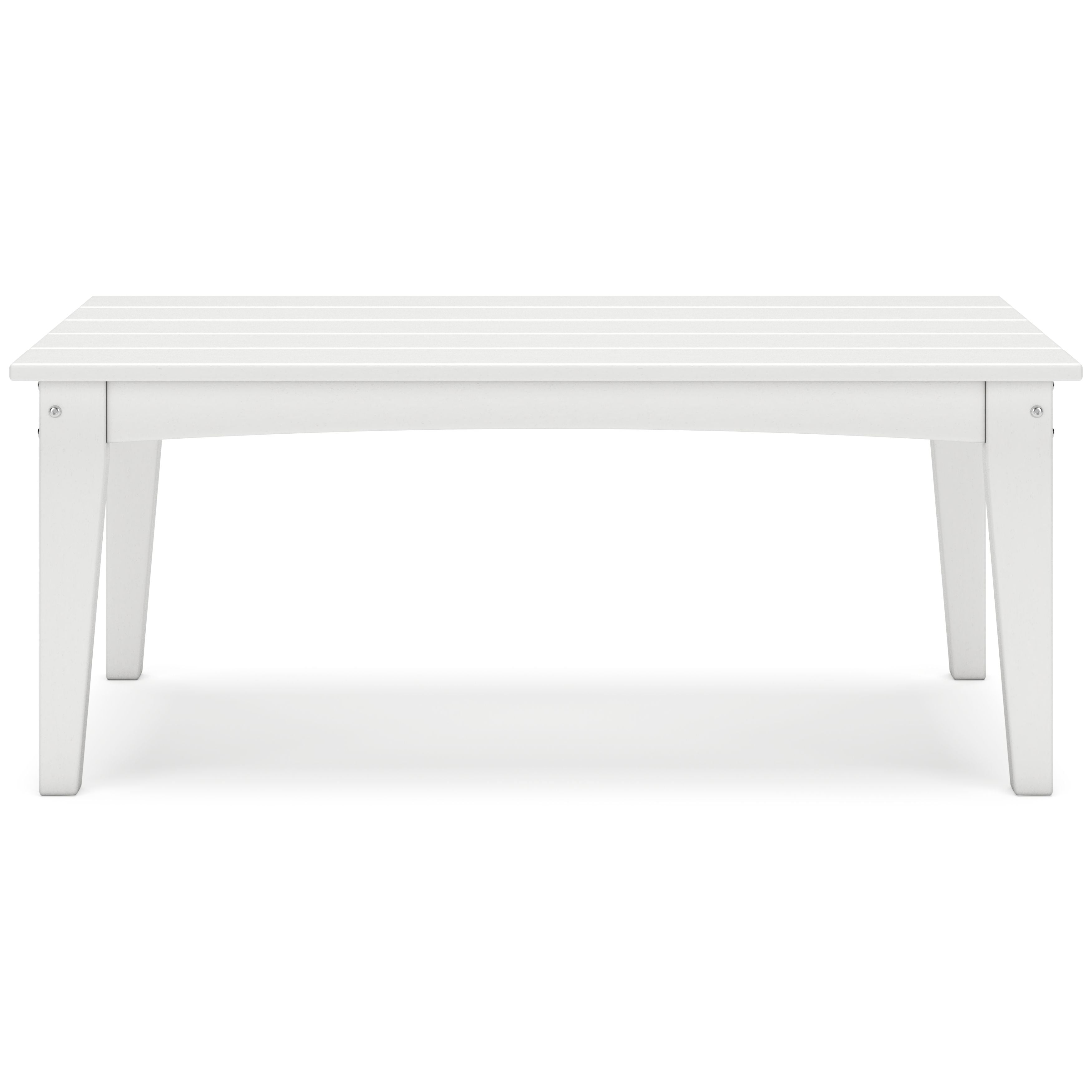 Rectangular cocktail table in white with slatted tabletop and squared legs