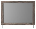 Ralinksi gray bedroom mirror with rectangular frame and side hardware tabs