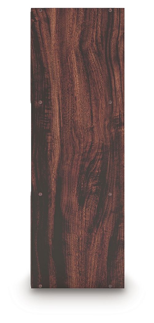 Dark brown wooden cube organizer panel with rich wood grain