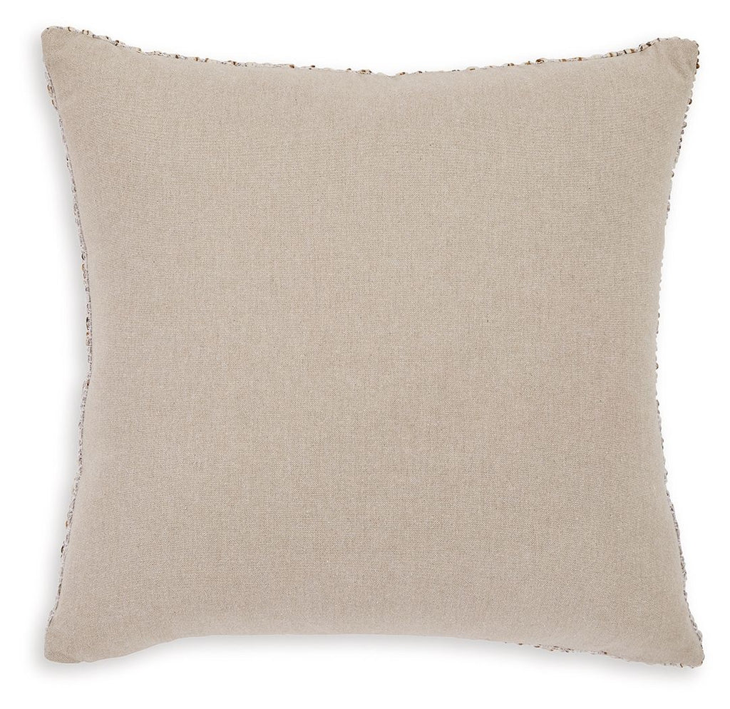 Abler beige plain pillow with smooth fabric back and stitched border