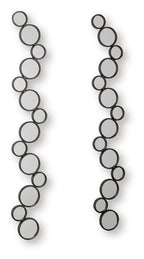 Set of 2 black round accent mirrors, vertical staggered circle cluster