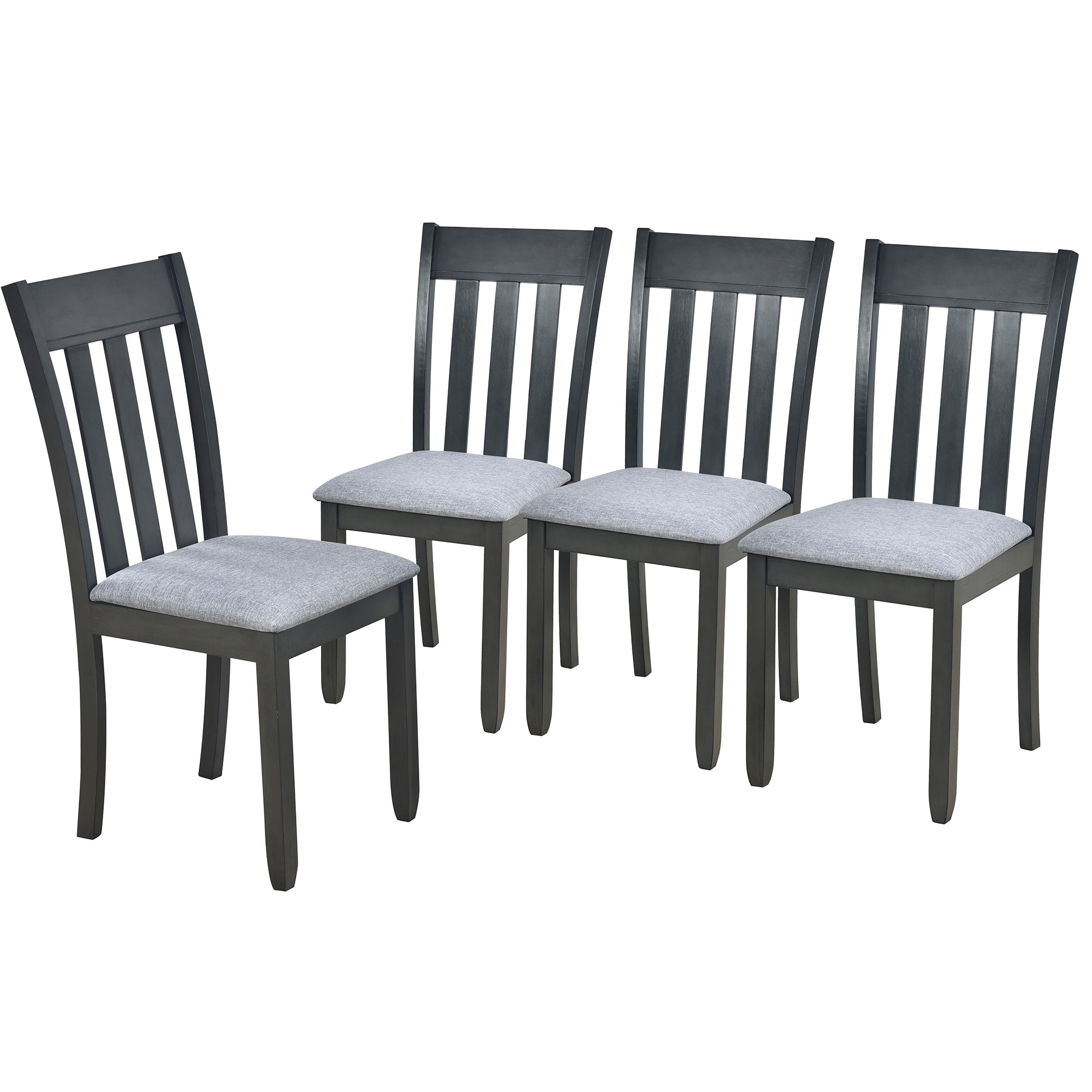 5-Piece Round Extendable Dining Table Set (Gray)