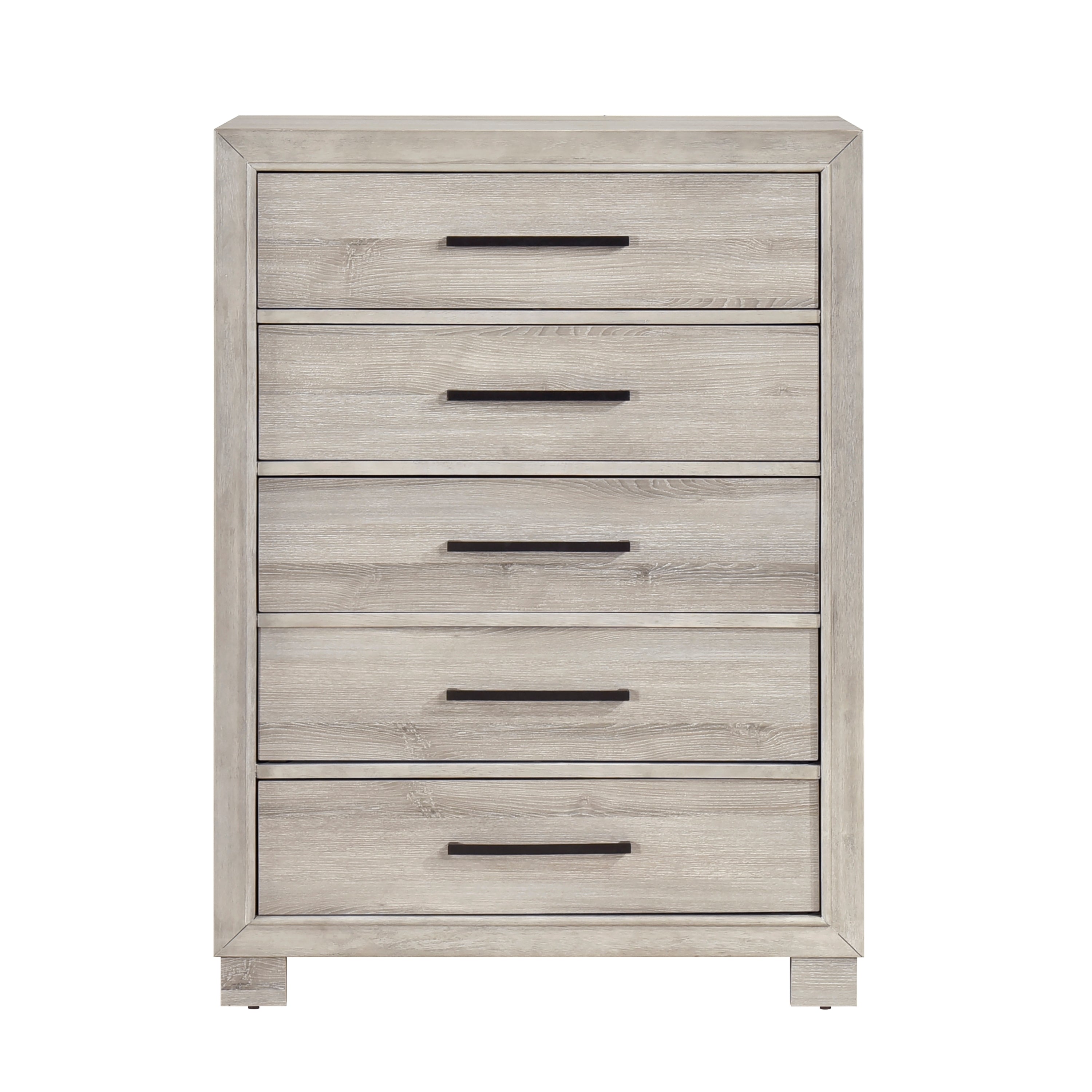 Modern Gray 5-Drawer Wooden Storage Chest | Bedroom Furniture