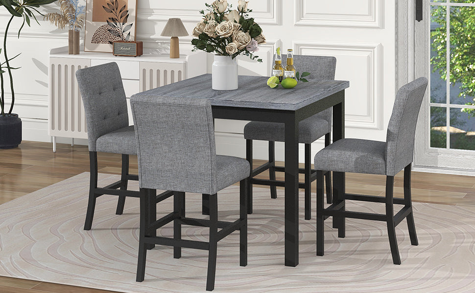 5-Piece Counter Height Dining Set, Black
