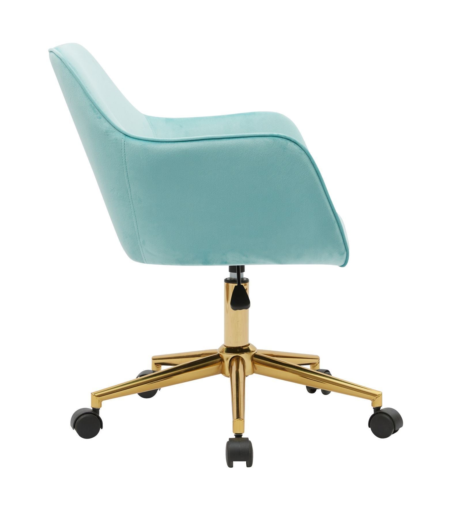 Velvet Adjustable Home Office Chair with Gold Metal Legs