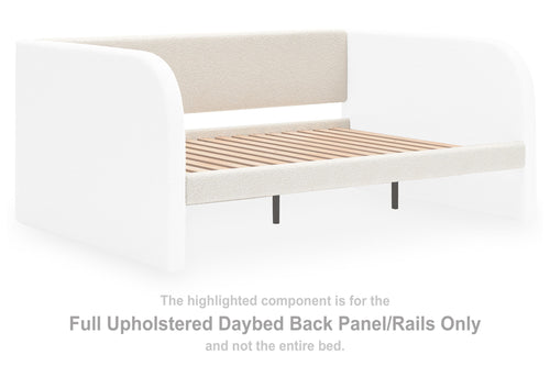 Upholstered daybed back panel rails in white with padded rectangular frame