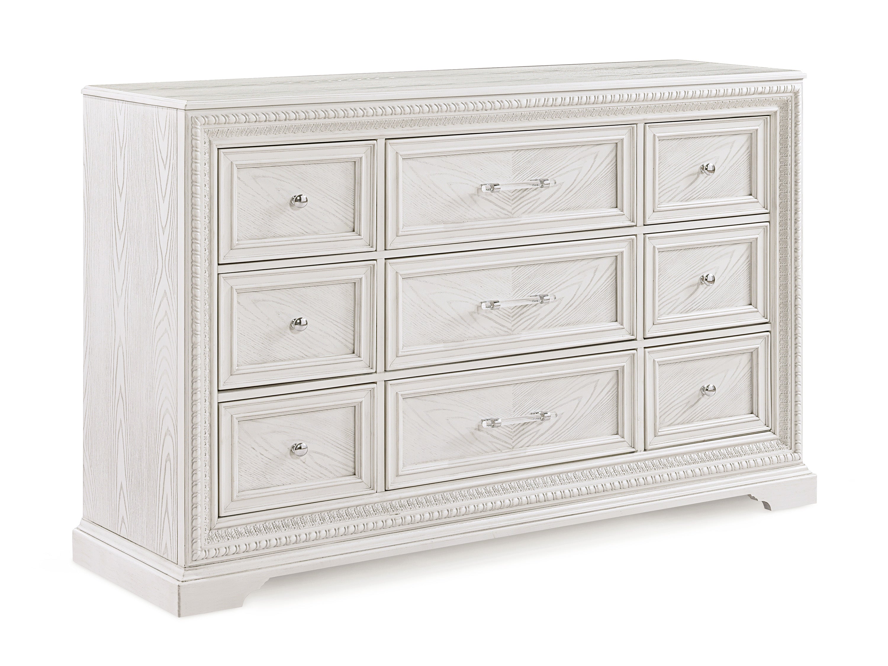 Antique White 6-Drawer Dresser: Traditional Wooden Storage