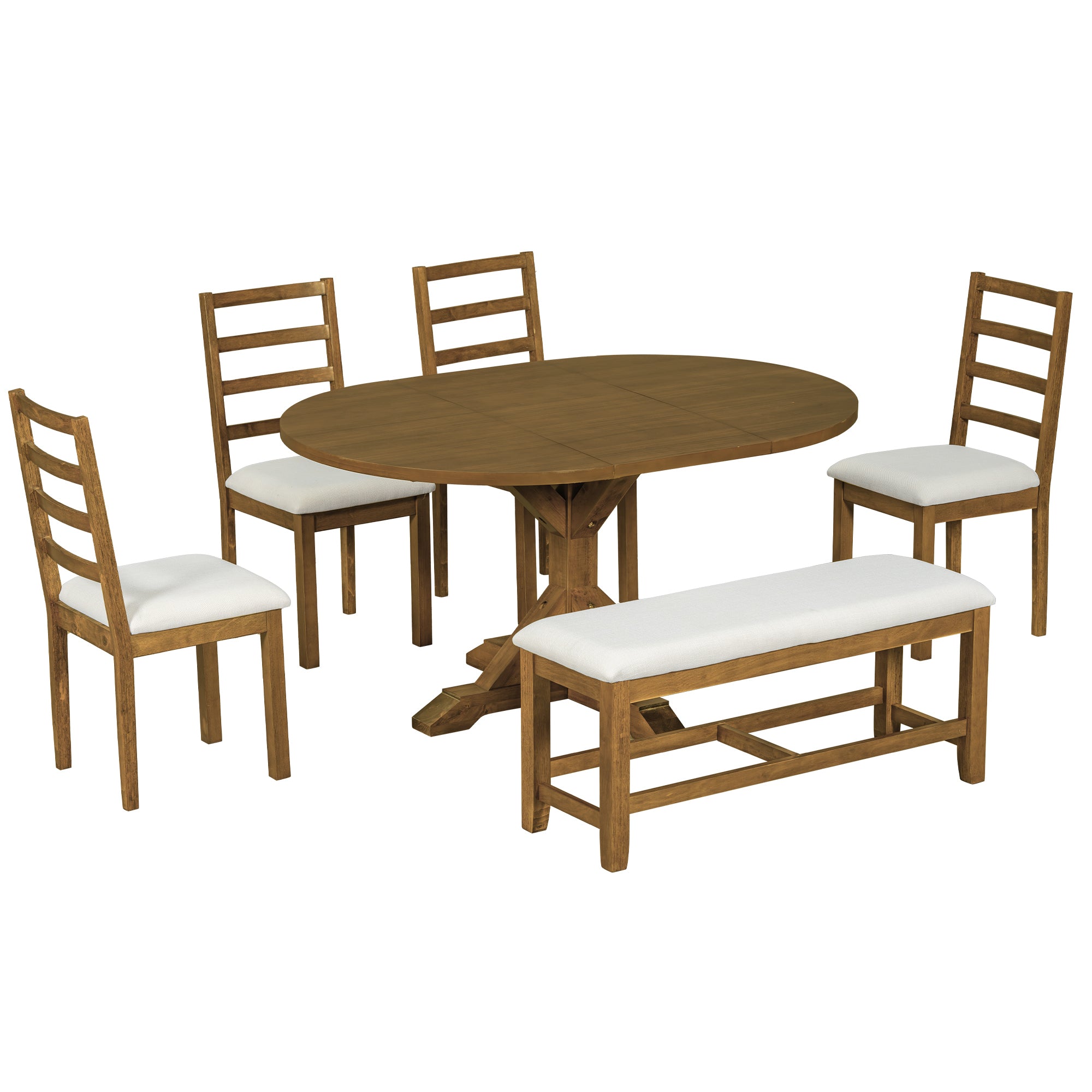 Farmhouse 60" Extendable Dining Table Set - 6 Pcs