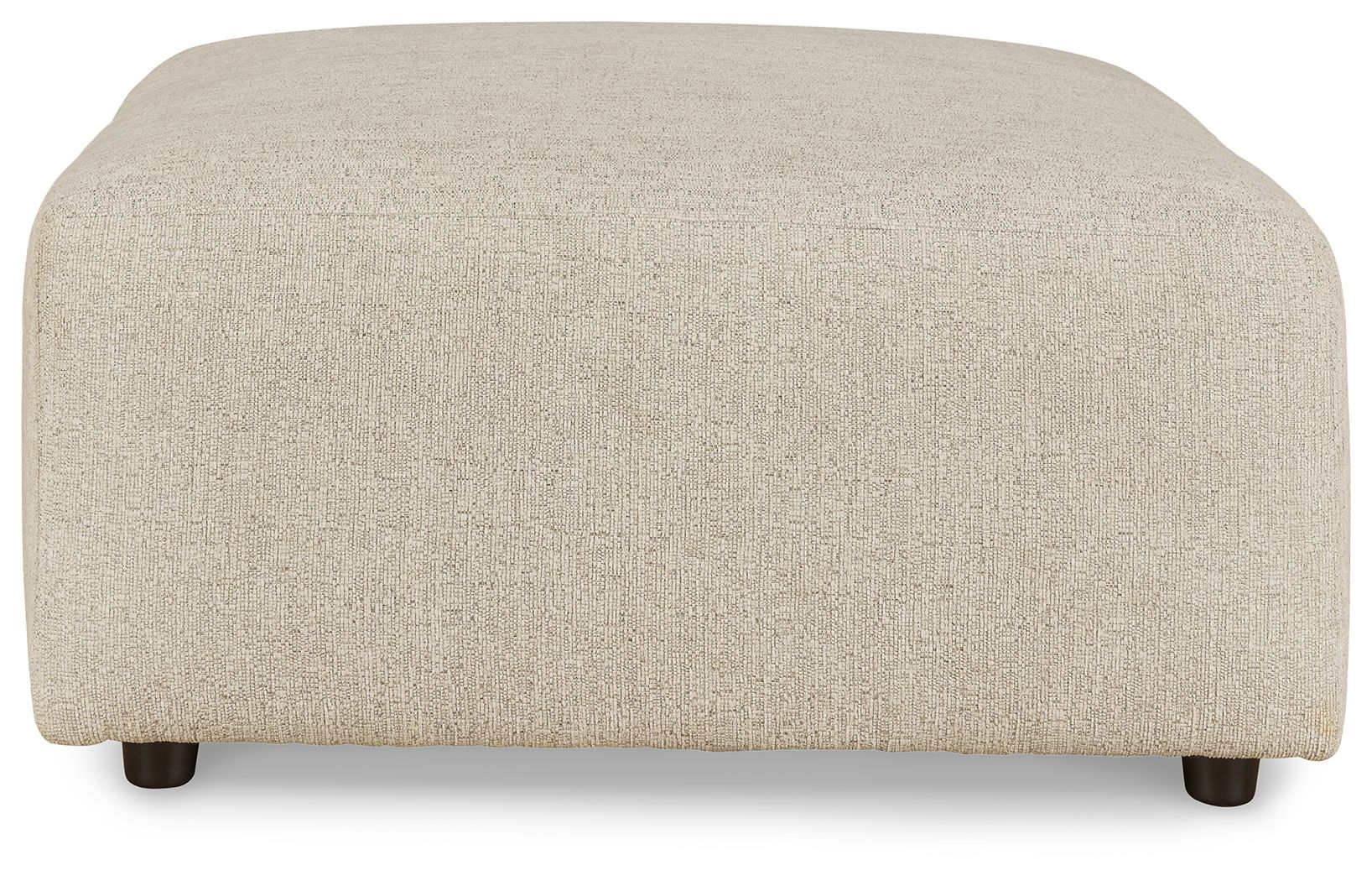 Oversized accent ottoman in light pearl silver fabric, rounded square profile