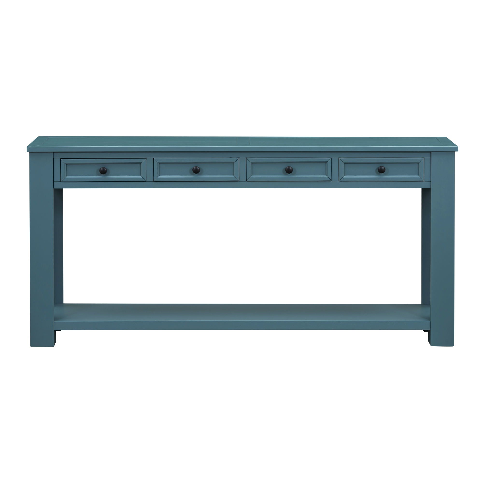 Trexm Console Table / Sofa Table With Storage Drawers And Bottom Shelf For Entryway Hallway (Dark Blue)