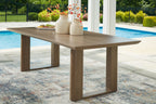 Rectangular dining table, dark brown wood, four sturdy legs and flat tabletop