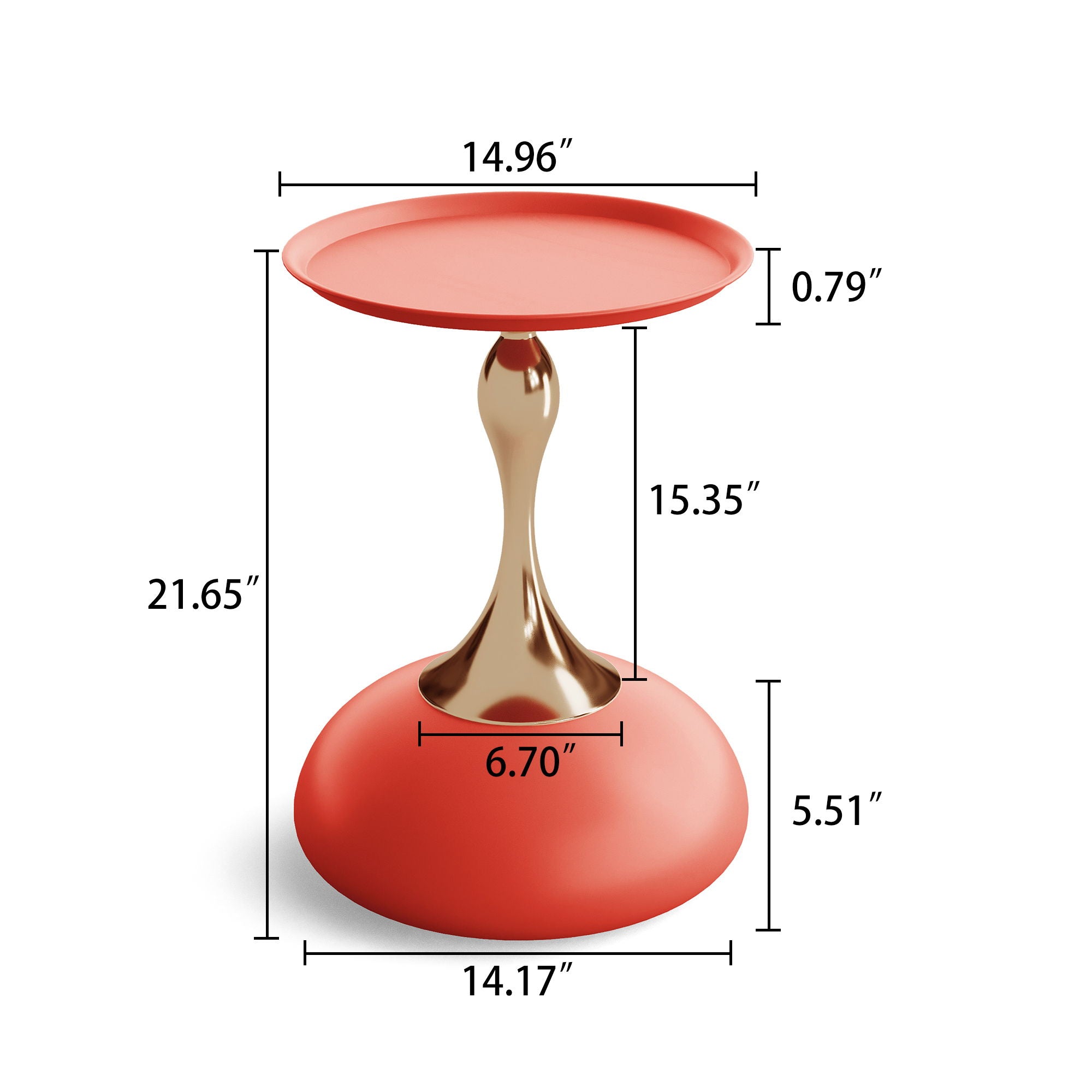 Luxury Design Iron End Table, Minimalist Round Side Table For Small Space - Red