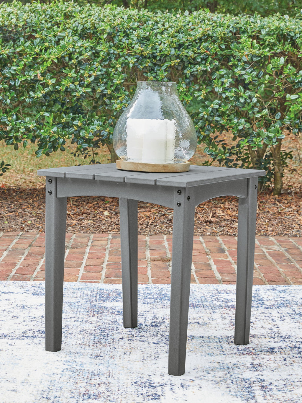 Cove Beach gray square end table with paneled top and straight legs