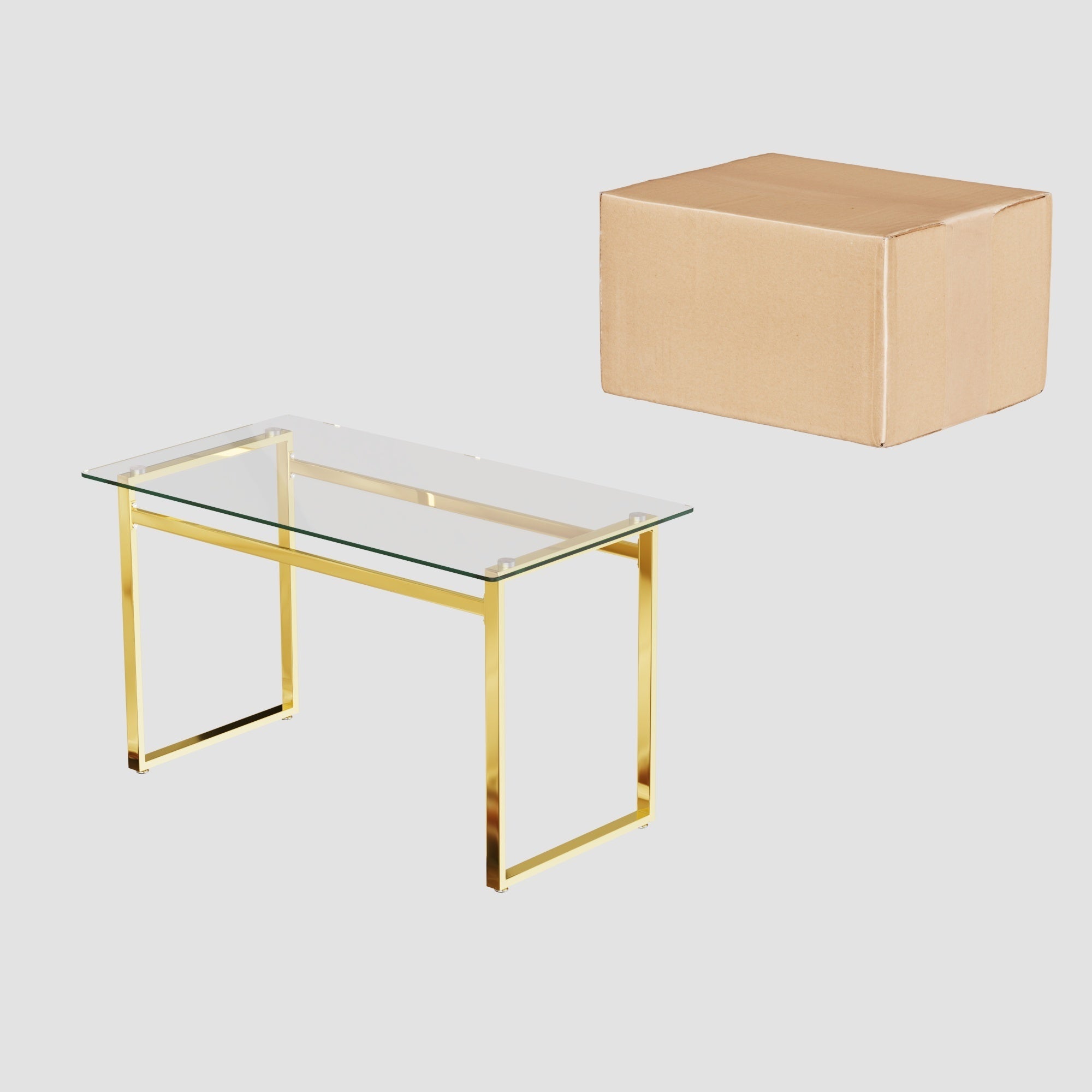 51" Glass Dining Table Set for 4 - Gold Legs