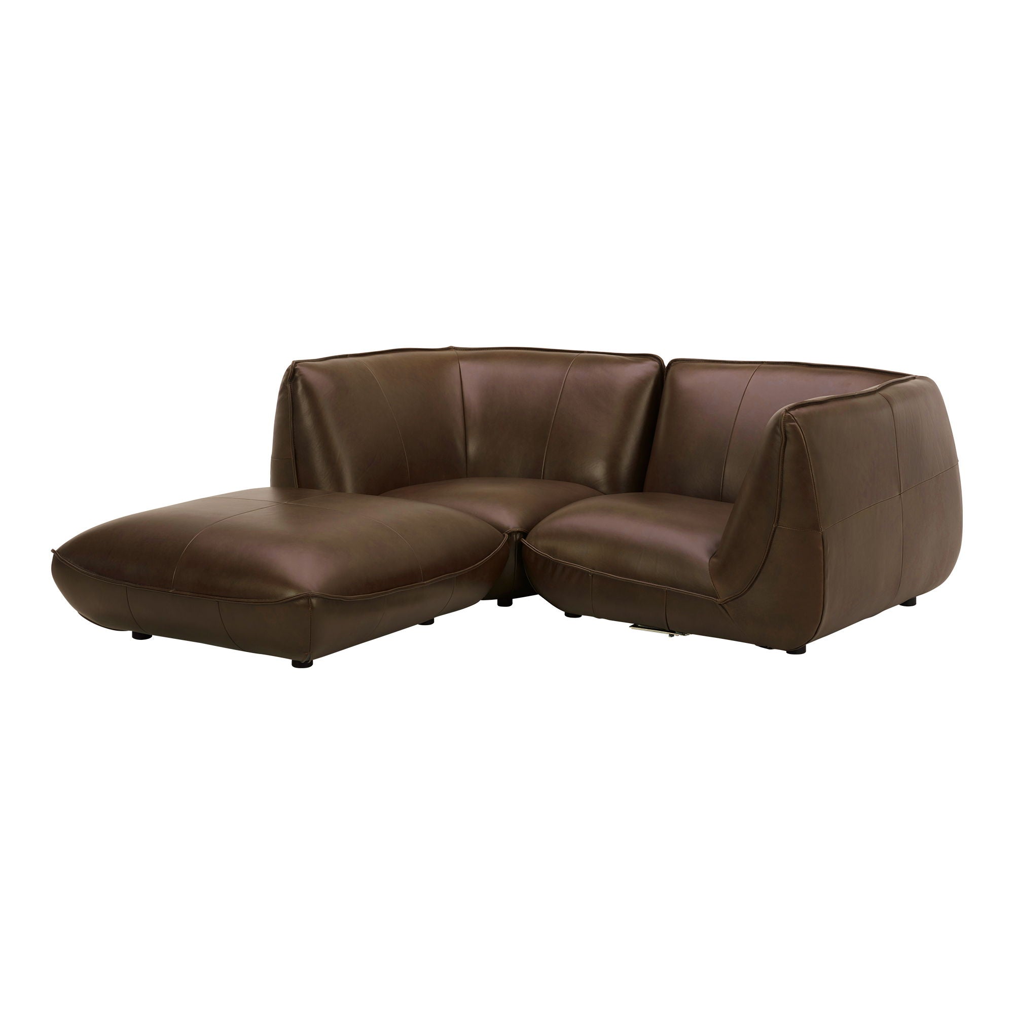 Dark Brown Leather Sectional - Modular Zeppelin Nook