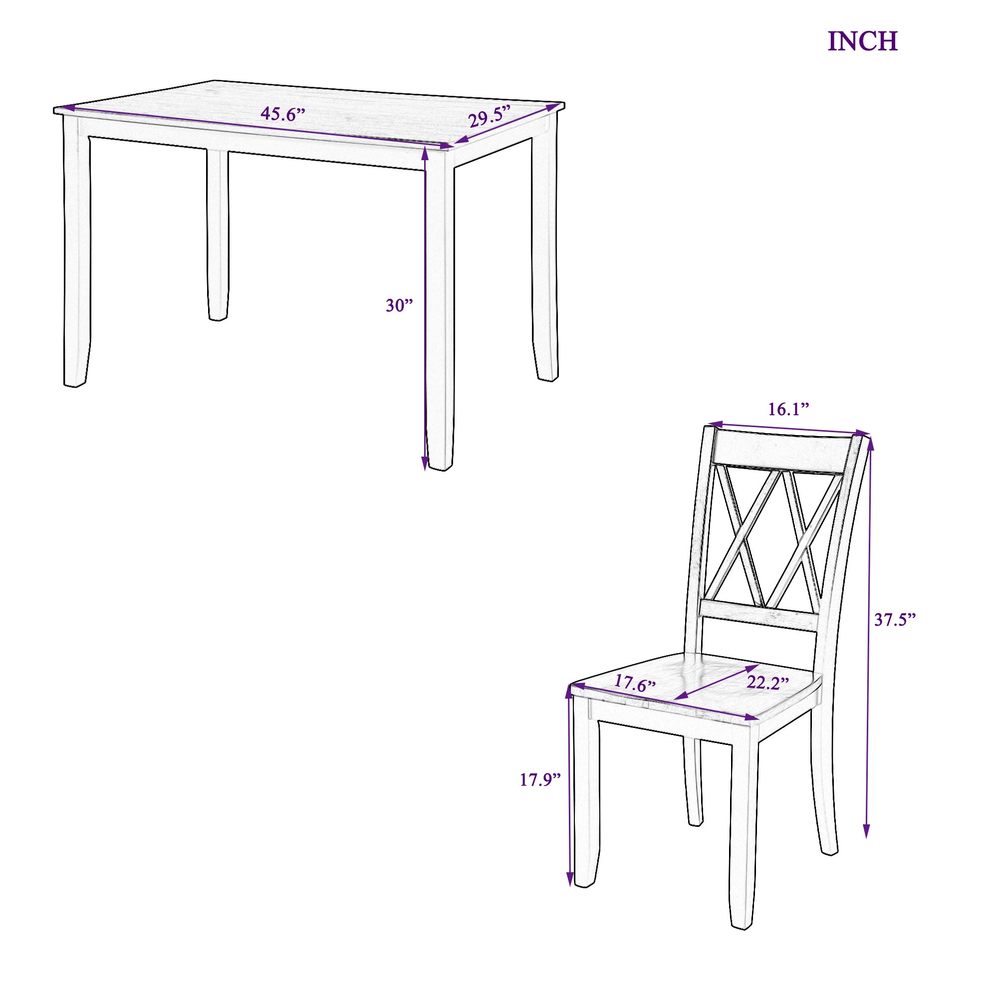 5-Piece Dining Set - Kitchen Table & Chairs