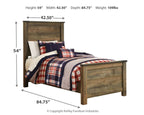 Dark brown panel bed with tall headboard and side rails, shown in full bed view