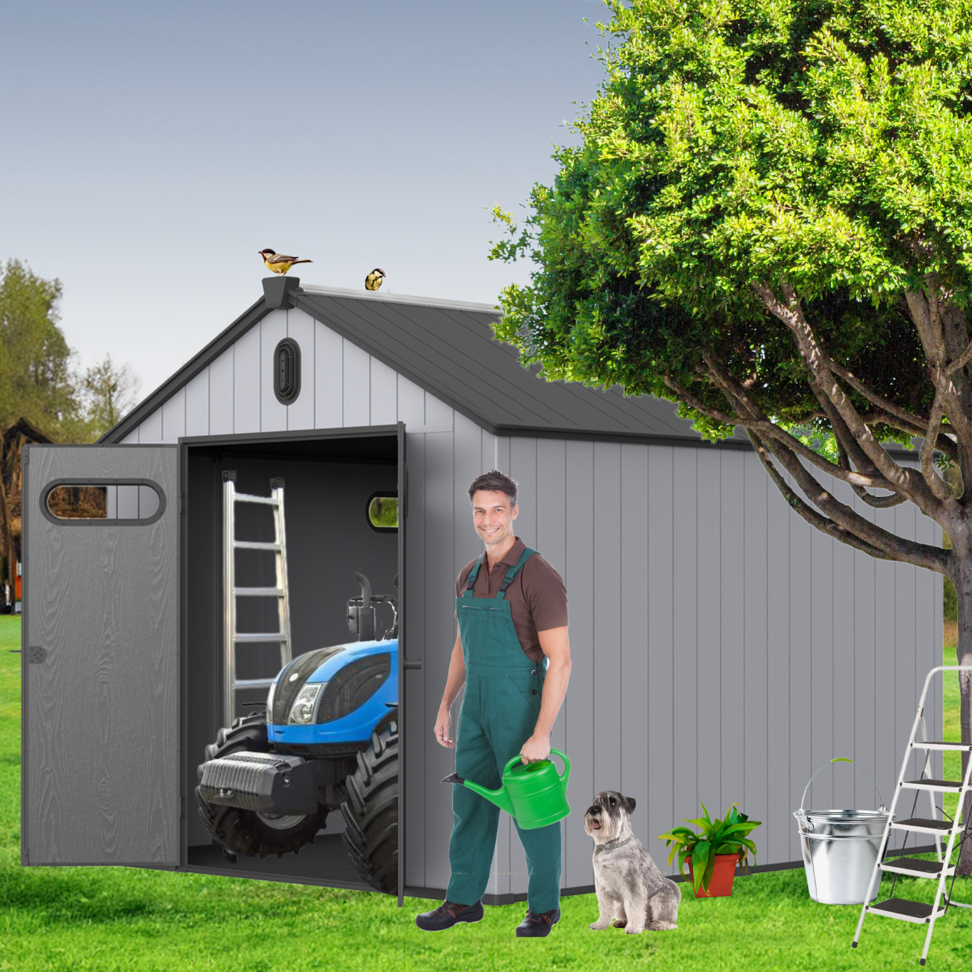 8x10ft Resin Storage Shed - XWT013-1-American Furniture Outlet