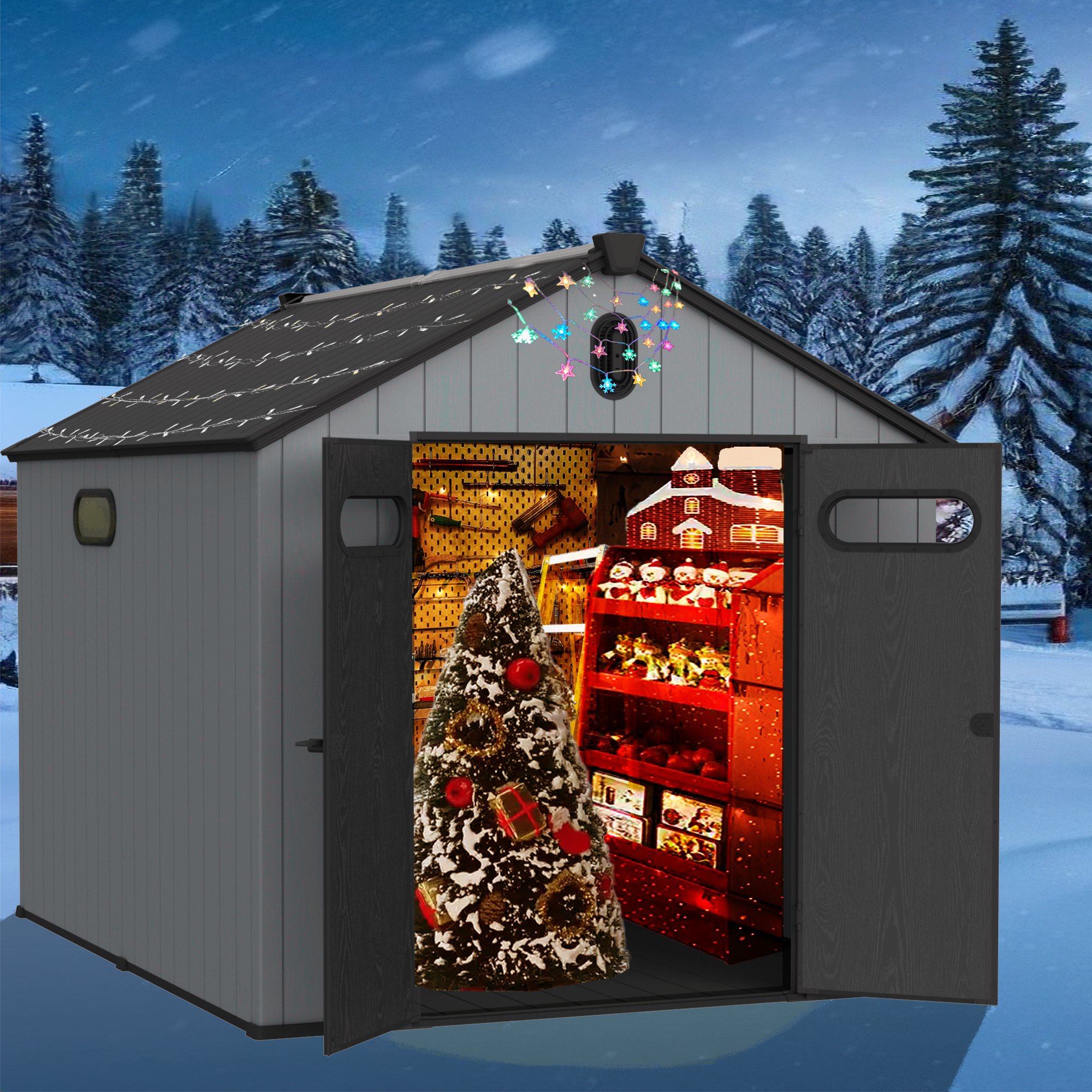 8x10ft Resin Storage Shed - XWT013-1-American Furniture Outlet