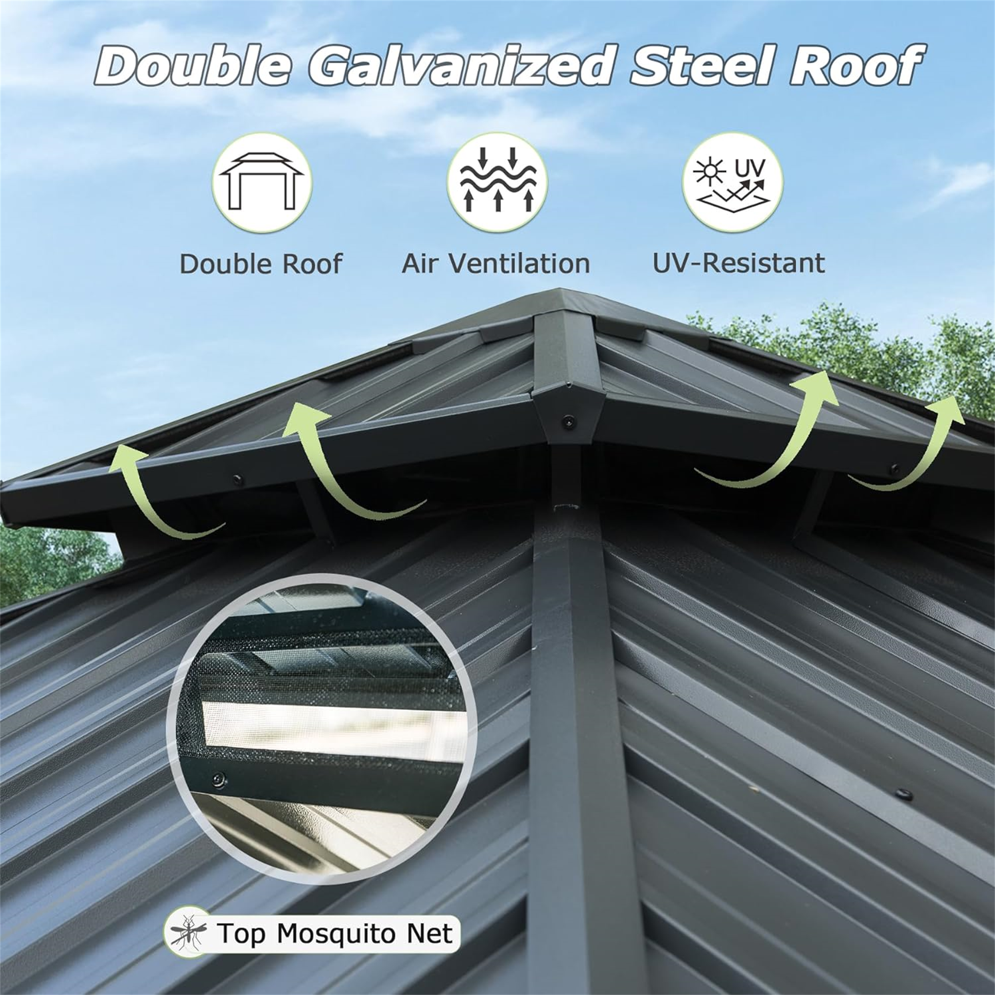 8x8 Hardtop Gazebo Aluminum Permanent Pavilion-American Furniture Outlet